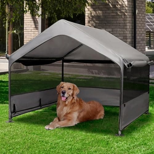 Summertrail Extra Large Outdoor Dog House Tent with Three-Sided Mesh Windows, 4'x4'x3.3'