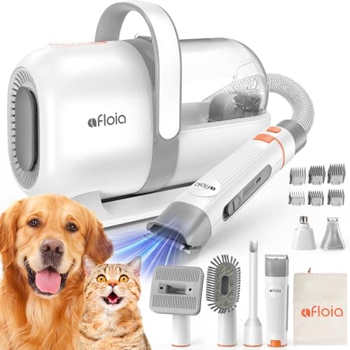Afloia 6-in-1 Dog Grooming Kit, Pet Grooming Vacuum with Clipper Nail Trimmer Grinder, 1.5L Dust Cup