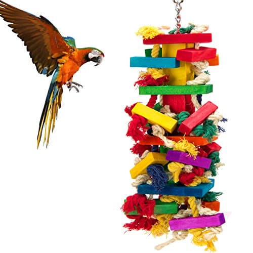 MEWTOGO Extra Large Natural Wood Bird Toys for Macaws and African Greys