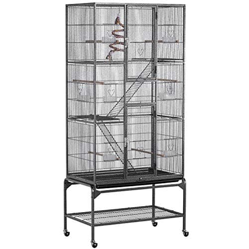 Yaheetech 69-Inch Extra Large Wrought Iron 3 Levels Small Animal Cage with Cross Shelves and Ladders