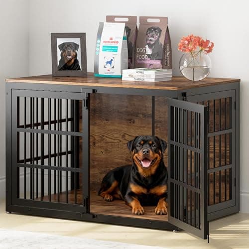 MOLKEI 48" Heavy Duty Dog Crate Furniture for Extra Large Dogs, Wooden XXL Kennel