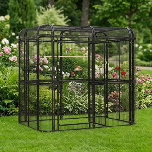 Sliverylake Large Walk-in Heavy-Duty Outdoor Aviary Bird Cage (Black)