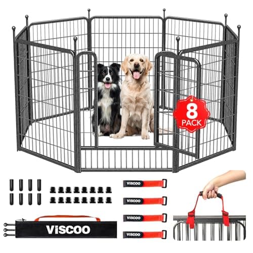VISCOO Dog Playpen Outdoor, 8 Panels 40-inch High Heavy-Duty Metal with Auto-Locking Door