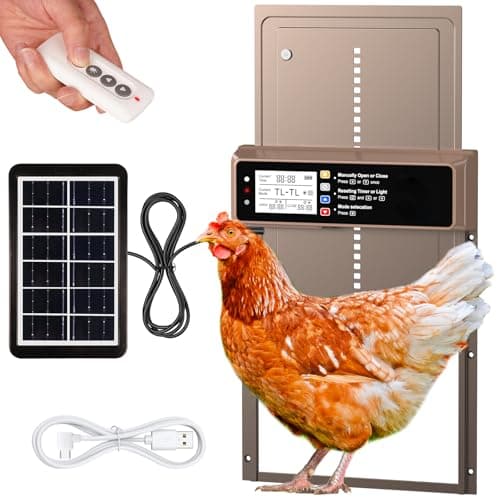 NyPots Automatic Chicken Coop Door, Solar + Timer + Light Sensor