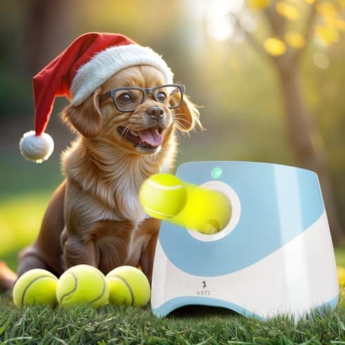 WRTZ Automatic Dog Ball Launcher for Small Dogs, 3 Mini Tennis Balls 2 Inch