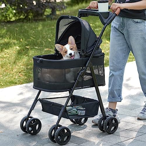 Zoosky 3 in 1 Dog Stroller, Folding Pet Stroller w/Removable Carrier