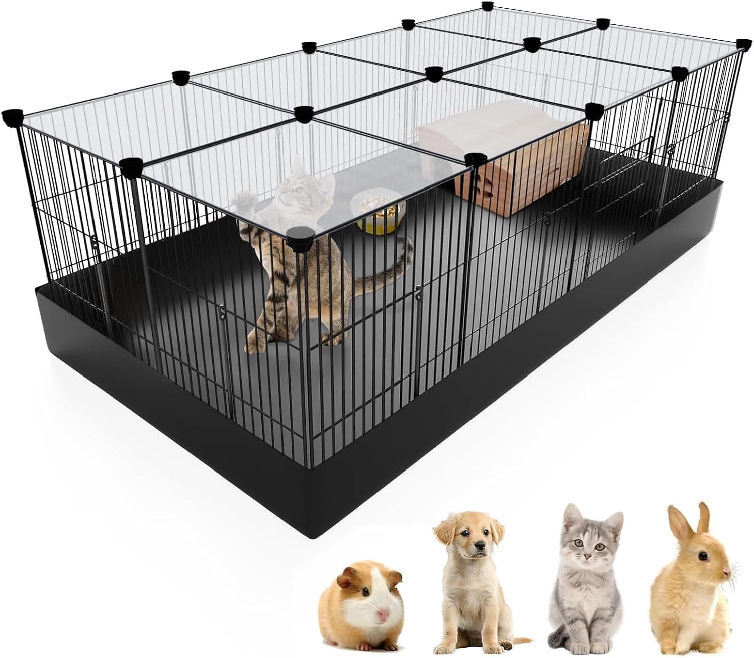 PAWING 20 Panels Small Animal Playpen with Removable Top Cover